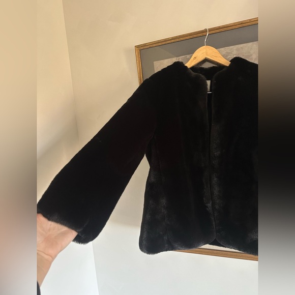 GAP Black Faux Fur Puffer Teddy Coat sz S - Picture 3 of 9